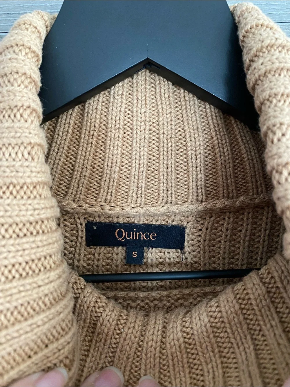 Quince Organic Cotton Split Hem Turtleneck Sweater - Picture 3 of 7